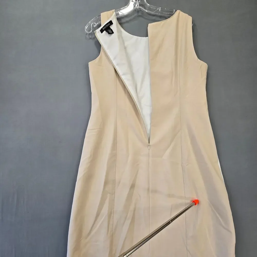 White House Black Market Cream and Tan Midi Dress - Picture 8 of 12